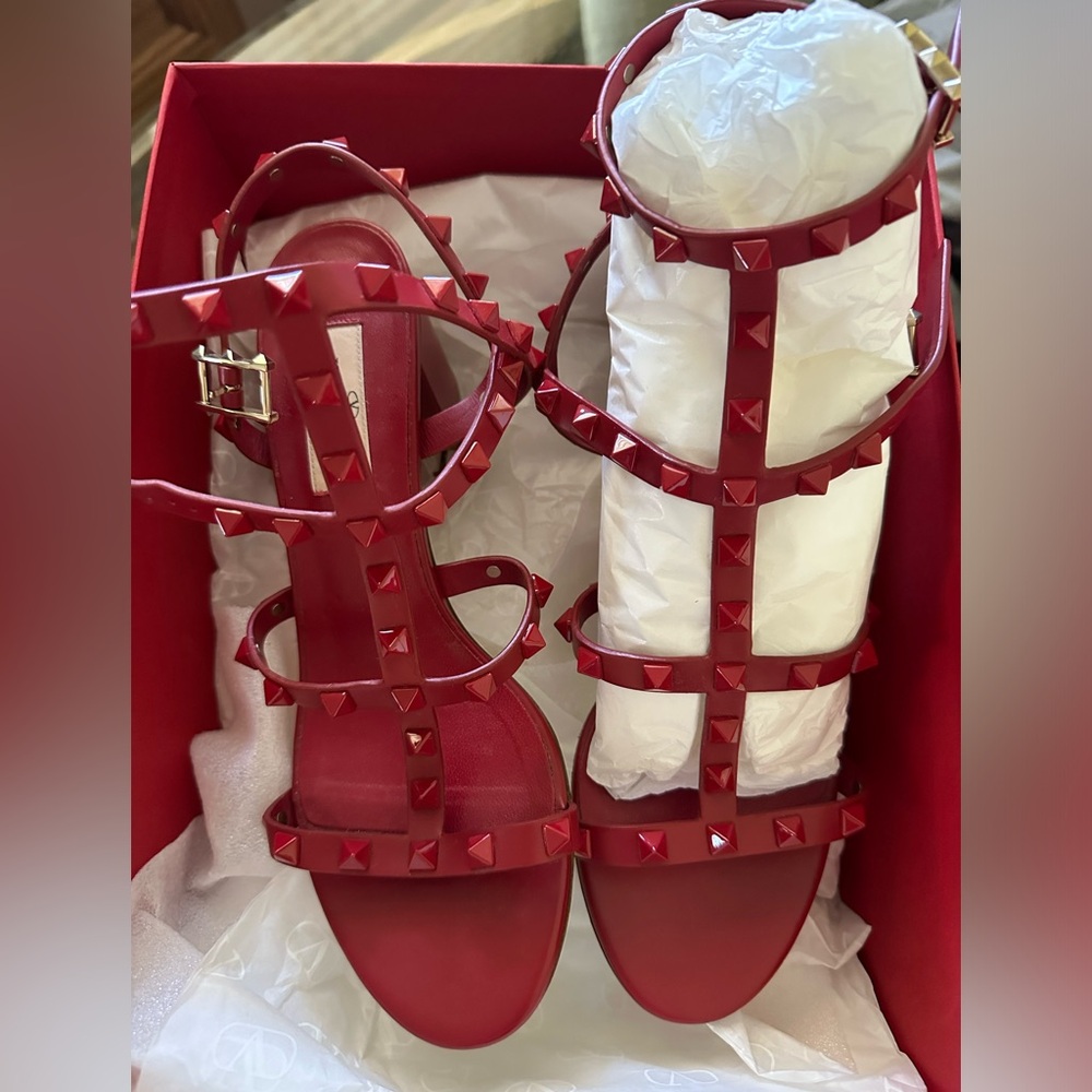 VALENTINO ROCKSTUD CALFSKIN ANKLE STRAP SANDAL 60 MM **MAKE AN OFFER
